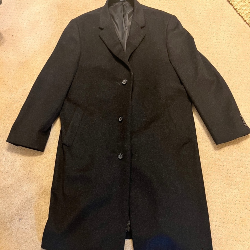 SADDLEBRED Long Wool Coat Overcoat Mens Size 46R Black